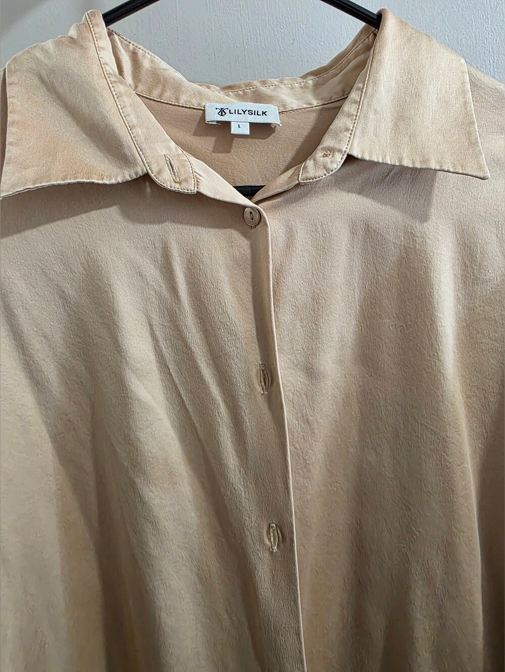 Womens Large Gold Lilysilk Button-Up Shirt